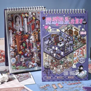 3D-Miniatur-Horrorszene-Aufkleberbuch-Kollektion für DIY-Scrapbooking und Bastelarbeiten