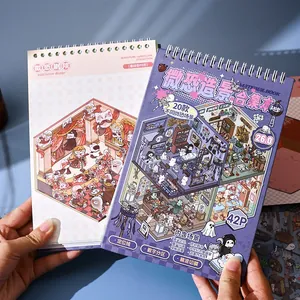 DIY Miniatur 3D Horror Thema Landschaft Aufkleber Materialbuch für Scrapbooking