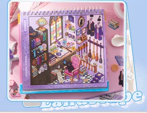 Detailed page view of Magic House sticker book featuring a cute fantasy room illustration