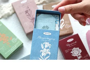 Autocollants de fleurs vintage gaufrés série Morandi Garden en boîte d'allumettes 30pcs.
