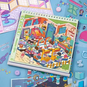 Creative miniature arcade scene sticker book for stress relief and DIY scenery
