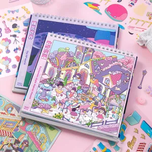 Cute creative DIY cartoon sticker book featuring Elf World and European Manor House designs