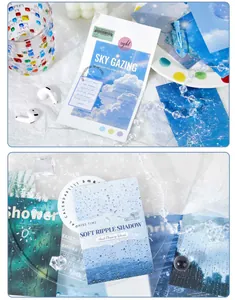 Vue détaillée de papier de scrapbooking décoratif à thème ciel avec nuages et vagues