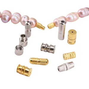 Durable gold and silver DIY jewelry screw clasps and necklace connectors for pearls
