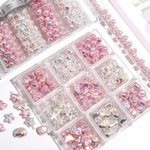 Schillernde rosa und weiße ABS-Perlen in unregelmäßiger Form für DIY-Schmuck