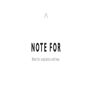 Minimalist brand logo detail page for the NOTE FOR stationery memo pad collection