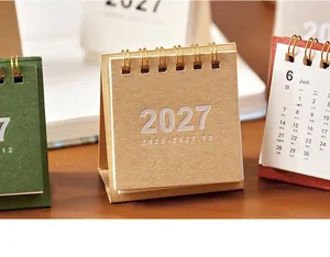 Mini calendrier de bureau 2027 compact avec reliure à spirale pour une décoration de bureau