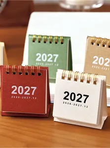 Mini calendriers de bureau 2027 compacts en plusieurs couleurs avec reliure dorée