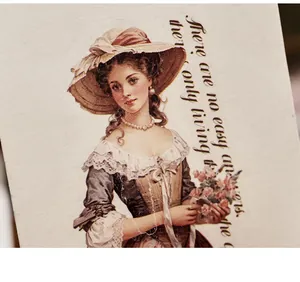 Vintage Victorian style lady PET transfer sticker for journal scrapbooking decoration