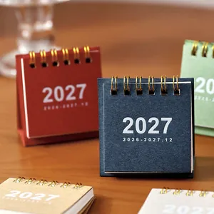 Mini calendrier de bureau minimaliste 2027 planning mensuel portable à spirale
