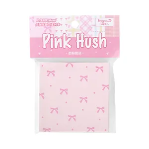 NOTE FOR Pink Hush bow pattern memo pad set with 120 sheets for journal decoration