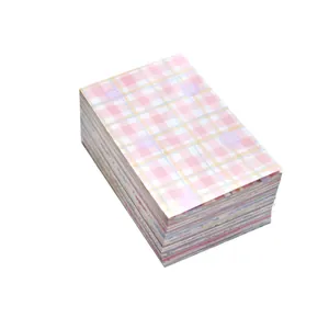 Stack of colorful non-sticky A7 decorative papers with pink plaid pattern for journaling.