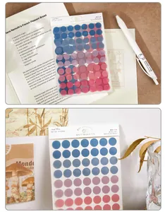 Macro view of colorful semi-transparent PET dot stickers for DIY journaling decoration