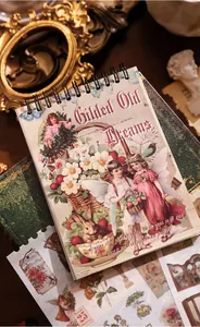 Vintage European style sticker book with dreamlike illustrations for DIY scrapbooking