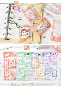 Detailed view of NOTE FOR pixel art PET frame stickers for scrapbooking and card deco deco