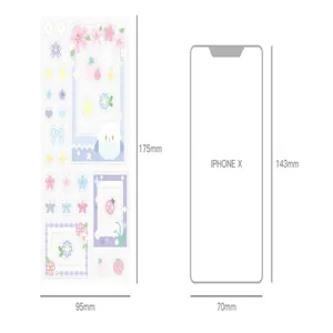 Dimension diagram of pixel art sticker sheet compared with iPhone X
