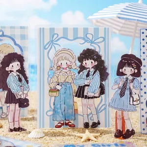 Cute Sweet Dream girl stickers for DIY journaling with decorative borders