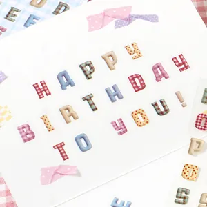 Dekorative Alphabet-Aufkleber mit Karomuster für Scrapbooking Happy Birthday-Design