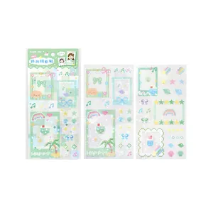 Cute Korean style pixel art PET sticker sheets for journal and photo frame decoration