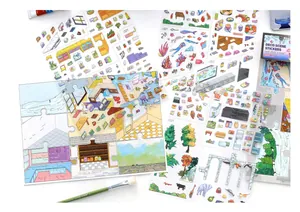 Detailed view of large Infeel.Me DIY scene stickers for creative journal decoration.