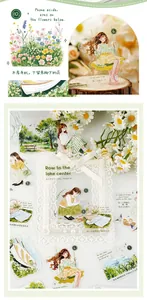 Detailed view of Healing List series PET stickers with girl illustrations and floral scenes