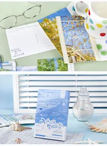 Artistic landscape postcards and message cards in decorative box set.