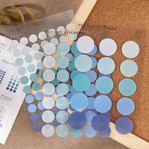 Translucent PET blue gradient dot stickers for scrapbooking and planner decoration