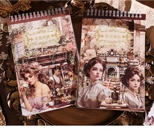 Close-up detail of the vintage illustration cover on a Nostalgic Poetry sticker book