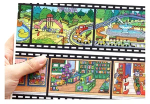 High-quality film strip scenery stickers featuring vibrant hand-drawn illustrations for DIY