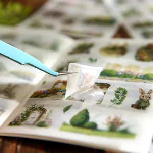 Vintage garden theme die-cut sticker book with cute rabbit illustrations for scrapbooking