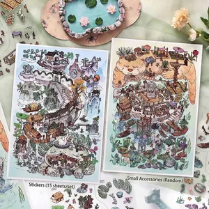 Infeel.Me My Cabin Kollektion Große Landschaftsaufkleber Illustrationsstil PET Wasserdichte Dekore Für Journal Planer DIY Basteldekor
