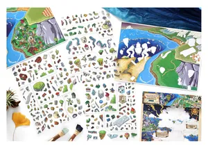 Detail view of DIY deco scene sticker set featuring various landscape elements and scenery cards