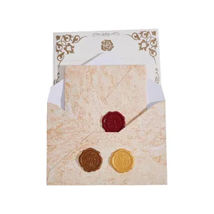 Vintage Briefpapier-Set mit marmoriertem Umschlag und Wachssiegeln für Hochzeitseinladungen
