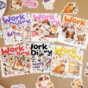 Etori Life Arbeitstagebuch Serie PET Aufkleber Packung Süße Anthropomorphe Tiere Katze Hund Büro DIY Scrapbook Deko Sticker 15STK