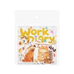Washi-Sticker-Set Work Diary Serie Tier-Thema DIY Dekorative Aufkleber 15 Stück Pack