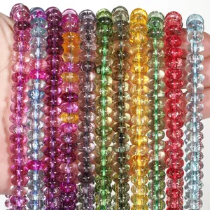 Close-up of colorful 5x8mm crystal rondelle abacus beads for DIY jewelry crafts.