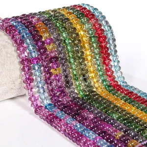 Detail view of 5x8mm colorful crystal abacus beads for DIY jewelry making