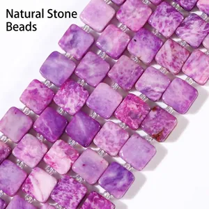 Perles en pierre carrées violettes de 10 mm pour bijoux DIY avec une finition lisse