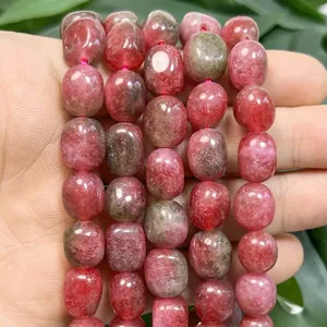 Détail de perles de pierre naturelle en calcédoine rose irrégulières 8x12mm DIY