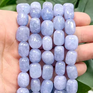 8x12mm perles de calcédoine bleue naturelle pierres irrégulières pour création de bijoux DIY