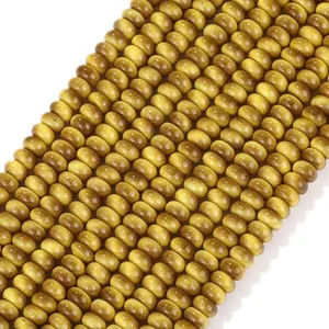 5x8mm tiger eye glass abacus beads for DIY jewelry making with smooth brown gradient finish.