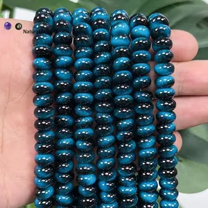 5x8mm blue tiger eye glass abacus shaped loose beads for DIY jewelry making craft projects