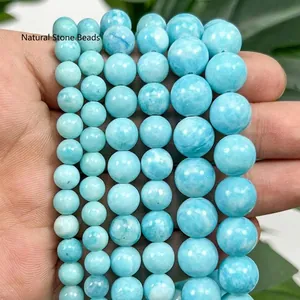 Perle tonde in pietra naturale azzurro da 6mm 8mm e 10mm per la creazione di gioielli DIY
