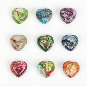 Heart Shape Imperial Jasper Stone Beads For DIY Jewelry Making Cross Hole Loose Beads For Bracelet Necklace Earrings Accessory