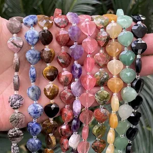 Natural Stone Faceted Teardrop Loose Beads Agate Green Aventurine Amethyst Gemstone Beads For DIY Jewelry Making Bracelet Necklace