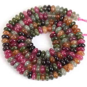 Filo di perle ovali di tormalina naturale multicolore per gioielli fatti a mano fai-da-te