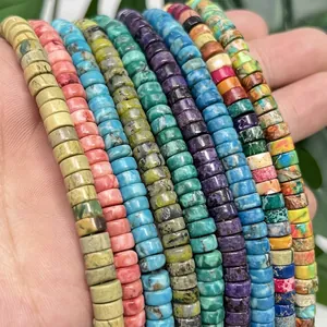 Vibrant 6x3mm colorful natural stone disc heishi beads for DIY jewelry making and crafting