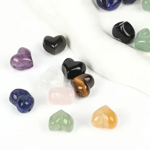 Assorted 13mm heart-shaped natural gemstone beads for DIY jewelry making projects