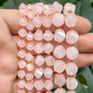 Gefacetteerde roze agaat natuursteen kralen voor het maken van handgemaakte sieraden