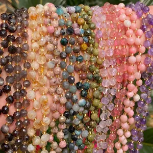Cuentas de cristal natural talladas en varios colores para joyería artesanal DIY